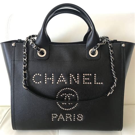 chanel deauville studded tote|Chanel deauville medium tote.